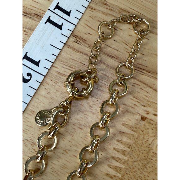 J. Crew Gold Tone Statement Necklace With Black Faceted Stones Adjustable Chain - Picture 10 of 11